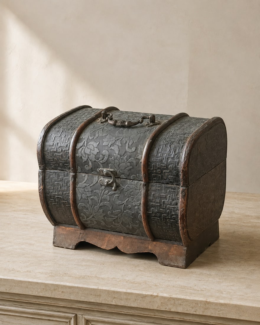 Decorative Embossed Domed Trunk Box - 2
