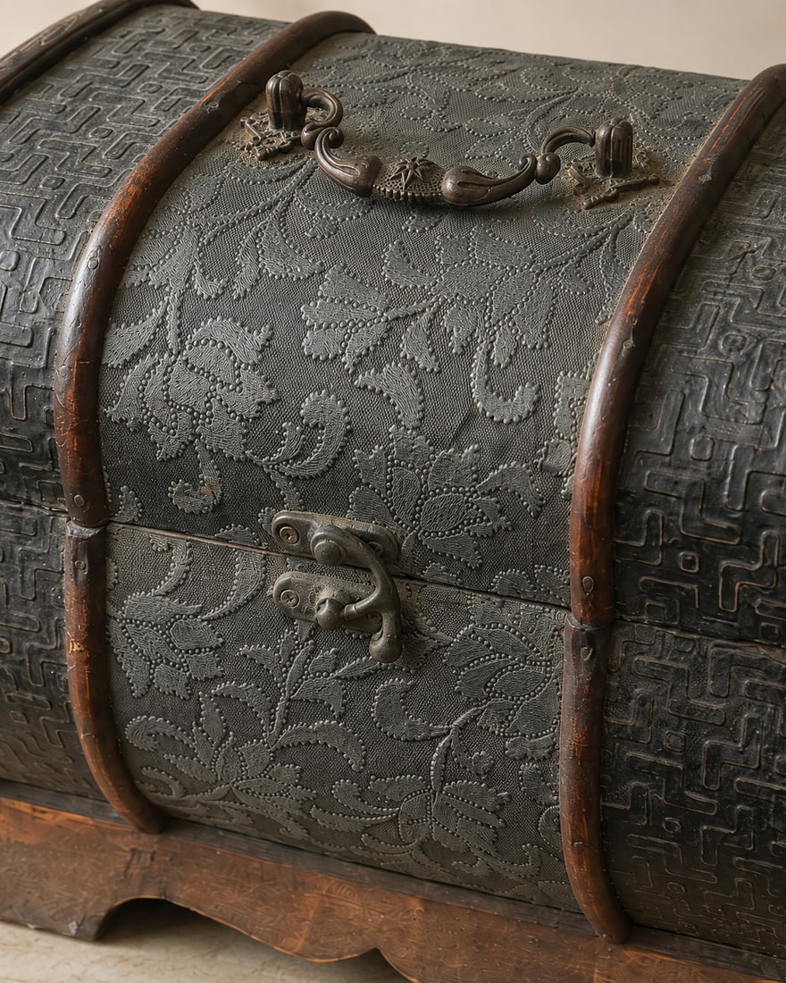 Decorative Embossed Domed Trunk Box - 3