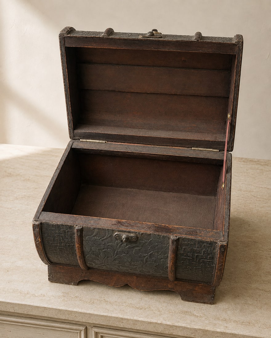 Decorative Embossed Domed Trunk Box - 4