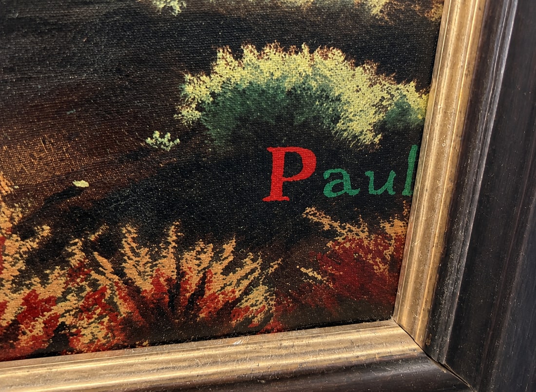 Western Landscape with Train Painting, Signed "Paul" - 4