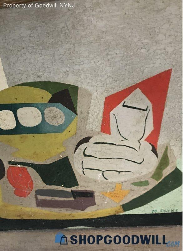 Mid-Century Abstract Still Life Painting, Signed M. Payne - 3