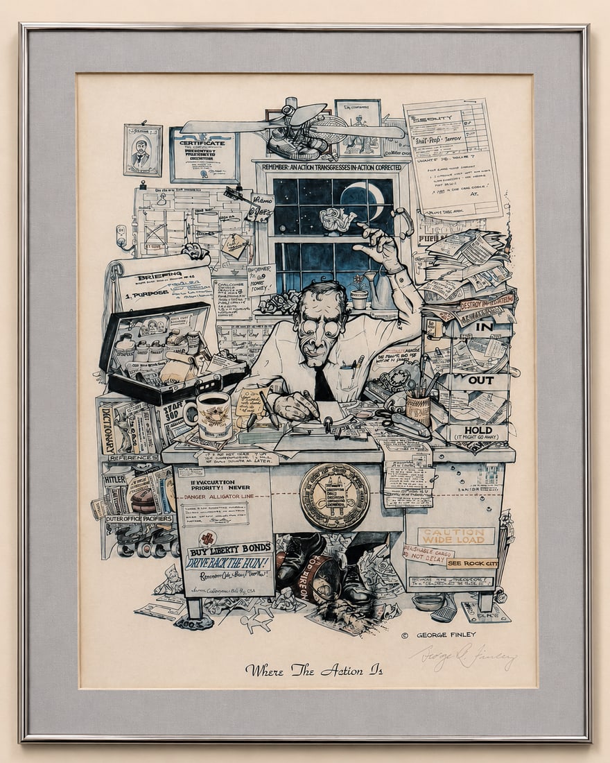 George Finley "Where The Action Is" Framed Illustration - 2
