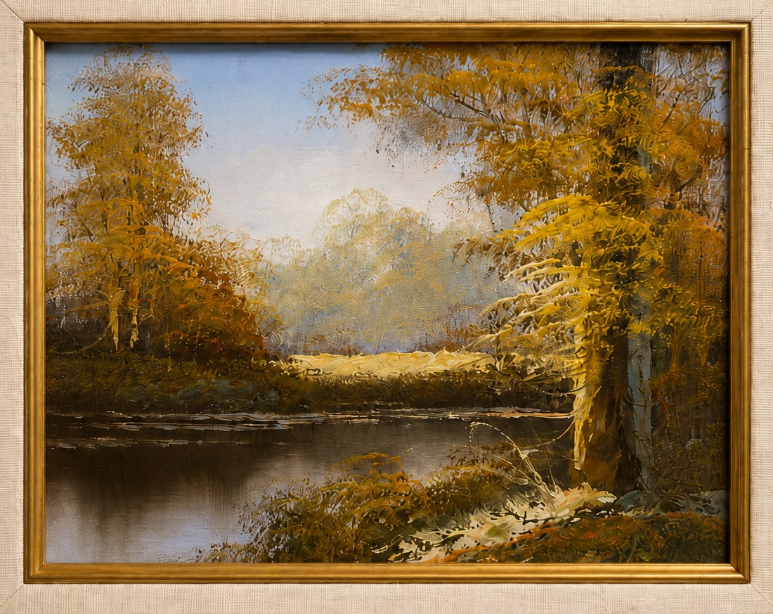 Framed Autumnal Landscape Oil Painting - 4