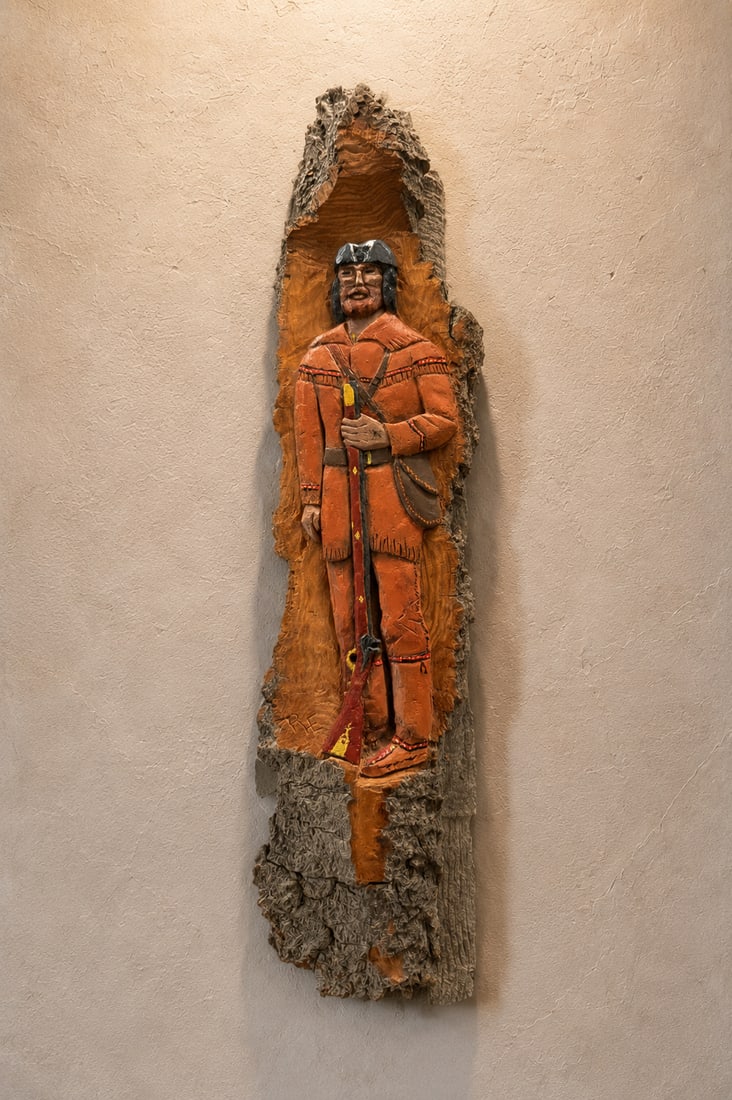 Hand-Carved Folk Art Frontiersman Wall Hanging, dated 1976 - 2
