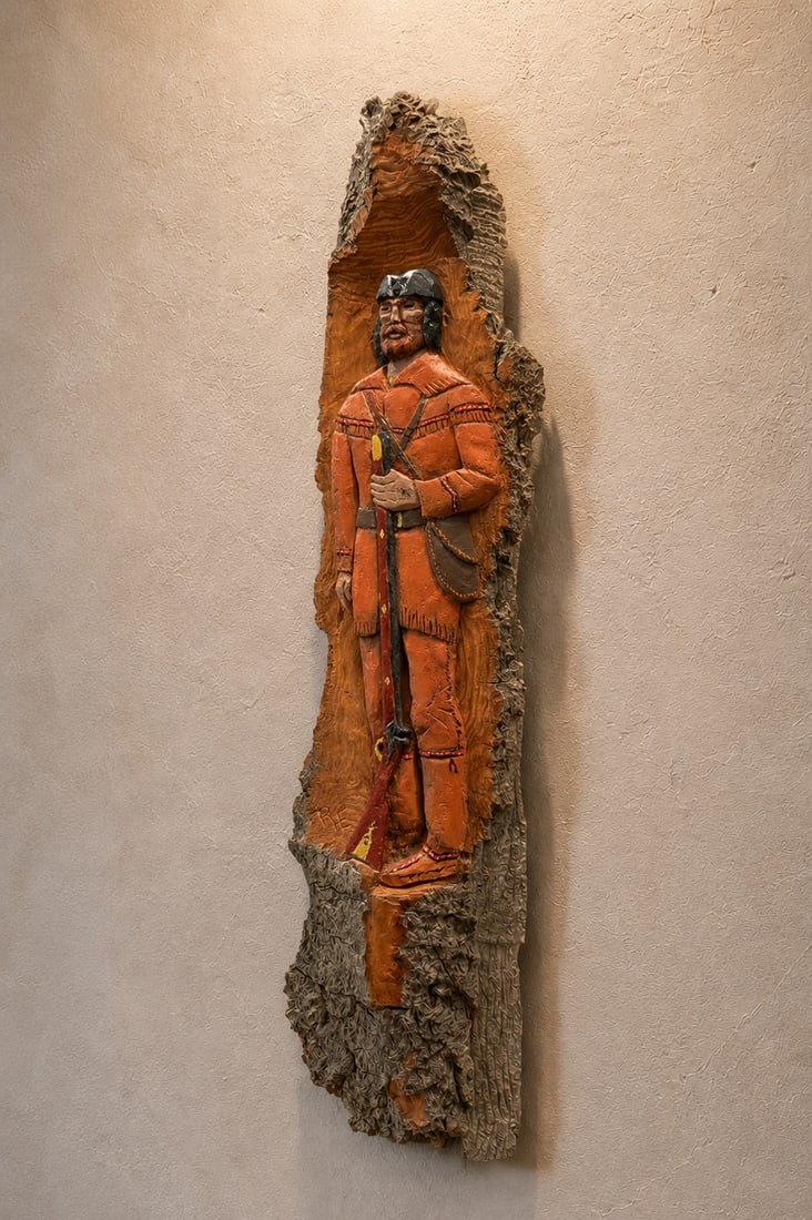 Hand-Carved Folk Art Frontiersman Wall Hanging, dated 1976 - 3