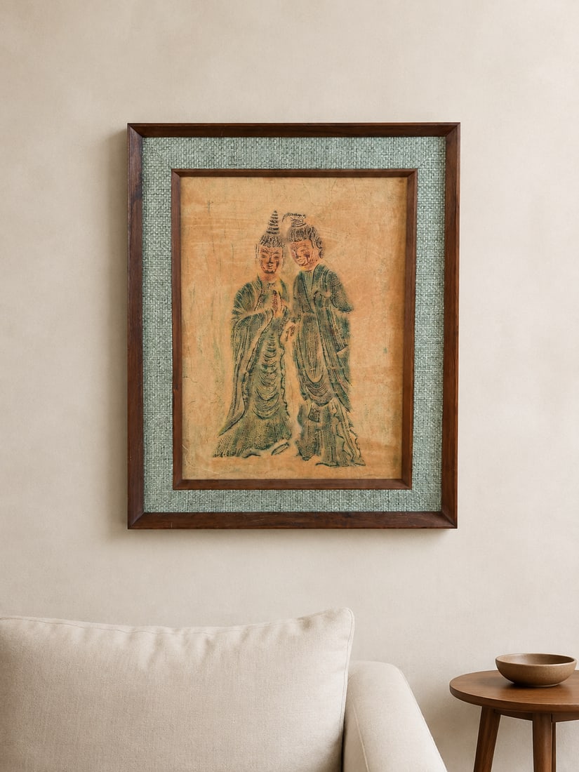 Chinese Stone Rubbing of Two Buddhist Figures, Tang Dynasty Style - 2