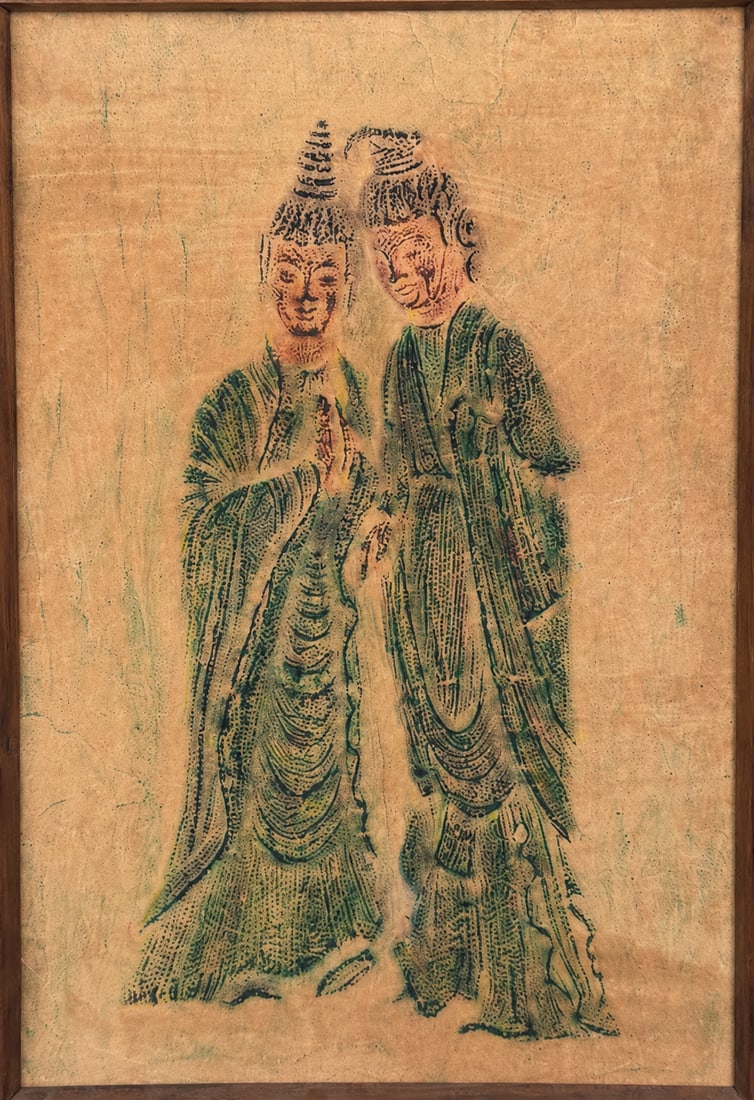 Chinese Stone Rubbing of Two Buddhist Figures, Tang Dynasty Style - 4