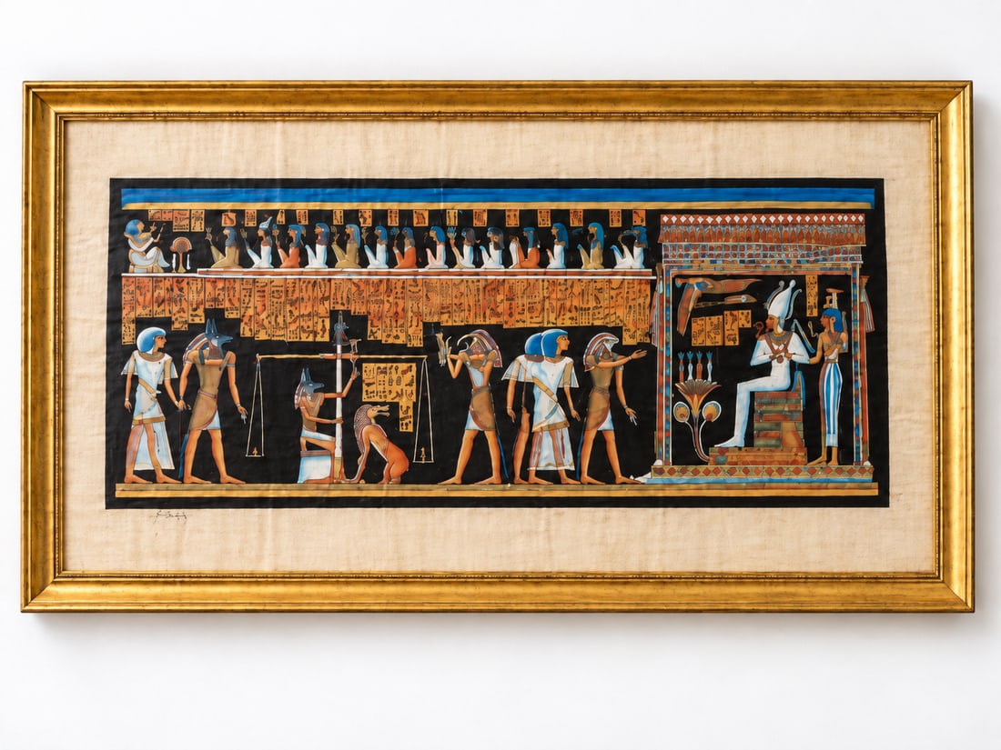 Vibrant Egyptian Revival Papyrus Painting by Samal - 2