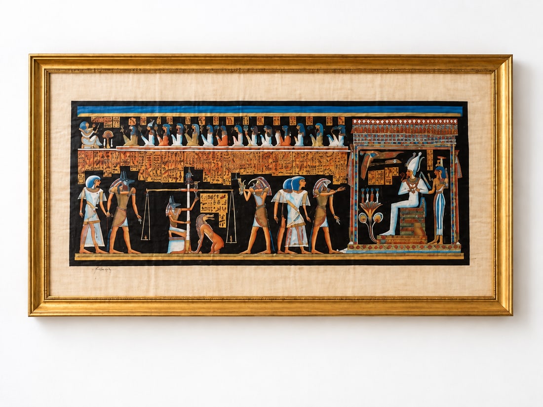Vibrant Egyptian Revival Papyrus Painting by Samal - 3
