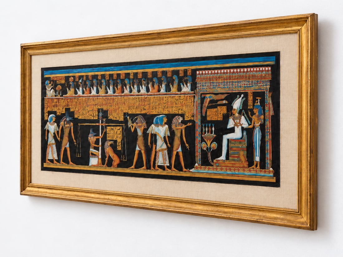 Vibrant Egyptian Revival Papyrus Painting by Samal - 4