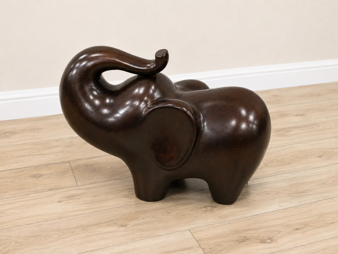 Mid-Century Modern Dark Stained Wood Elephant Sculpture - 2