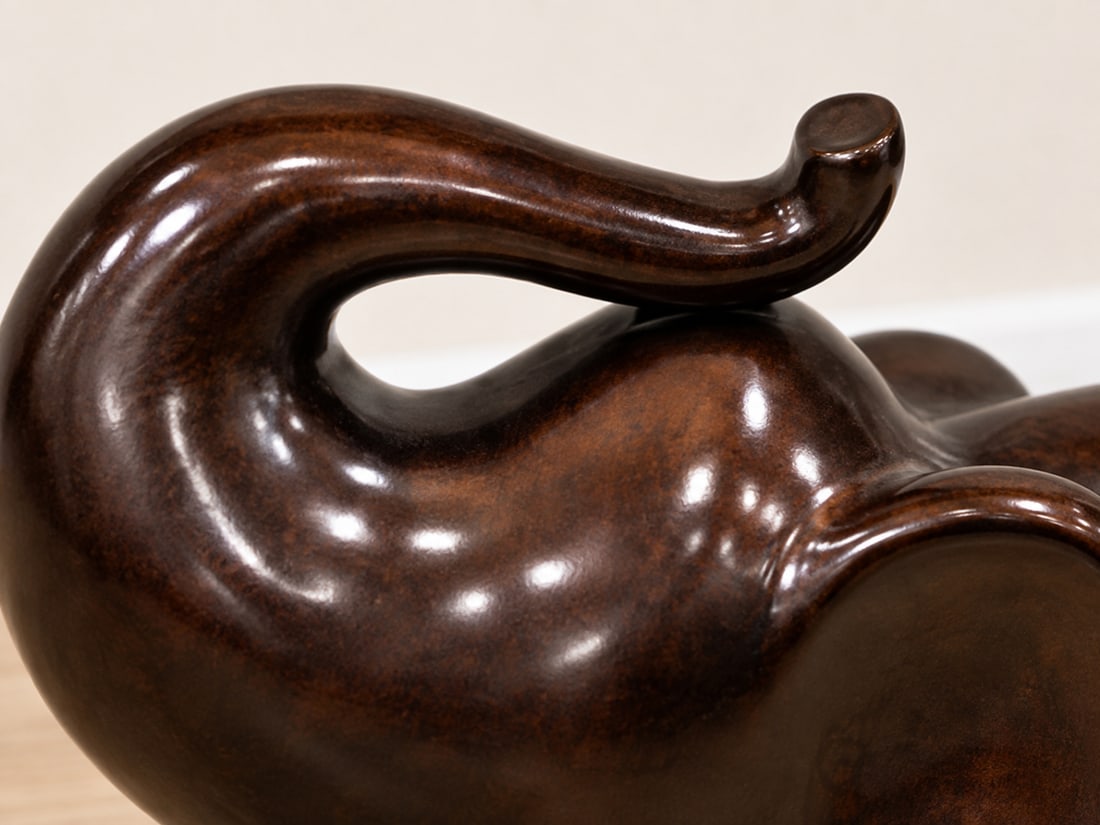 Mid-Century Modern Dark Stained Wood Elephant Sculpture - 3