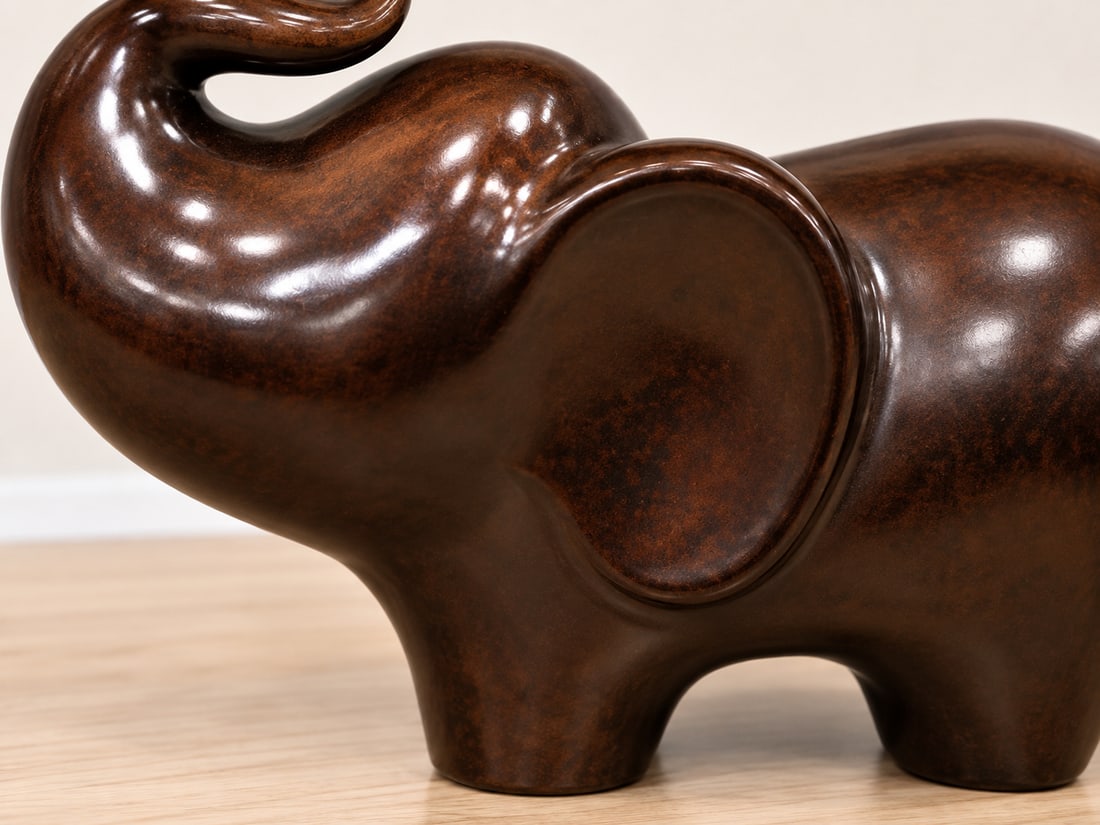 Mid-Century Modern Dark Stained Wood Elephant Sculpture - 4