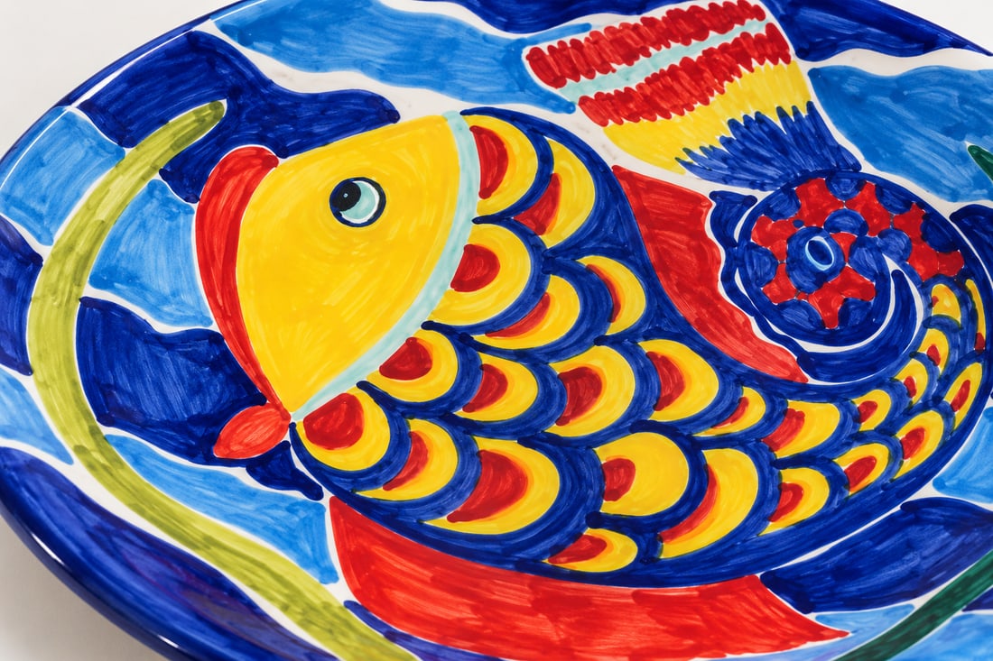 Bellini Fine Hand-Painted Italian Ceramic Fish Platter - 2