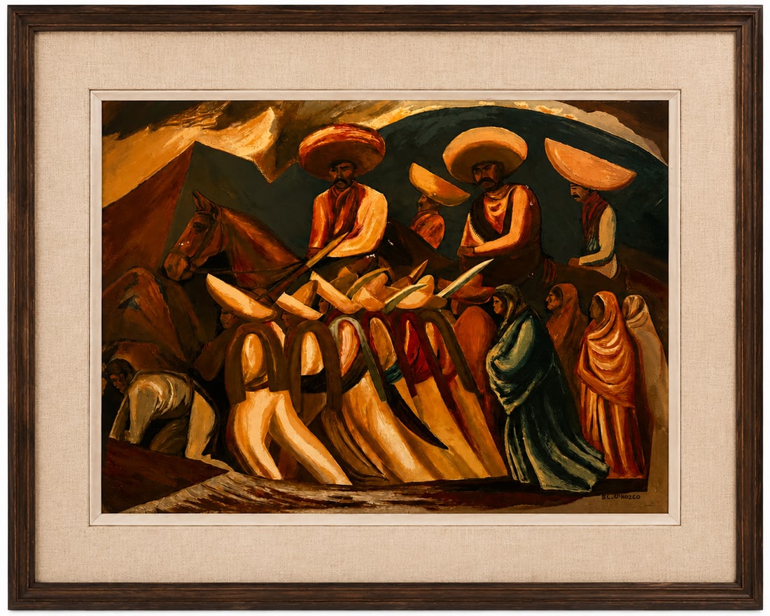 Mexican School, Jose Clemente Orozco (attributed) "La Procesion," Oil on Canvas - 2