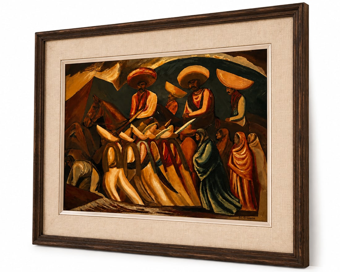 Mexican School, Jose Clemente Orozco (attributed) "La Procesion," Oil on Canvas - 3