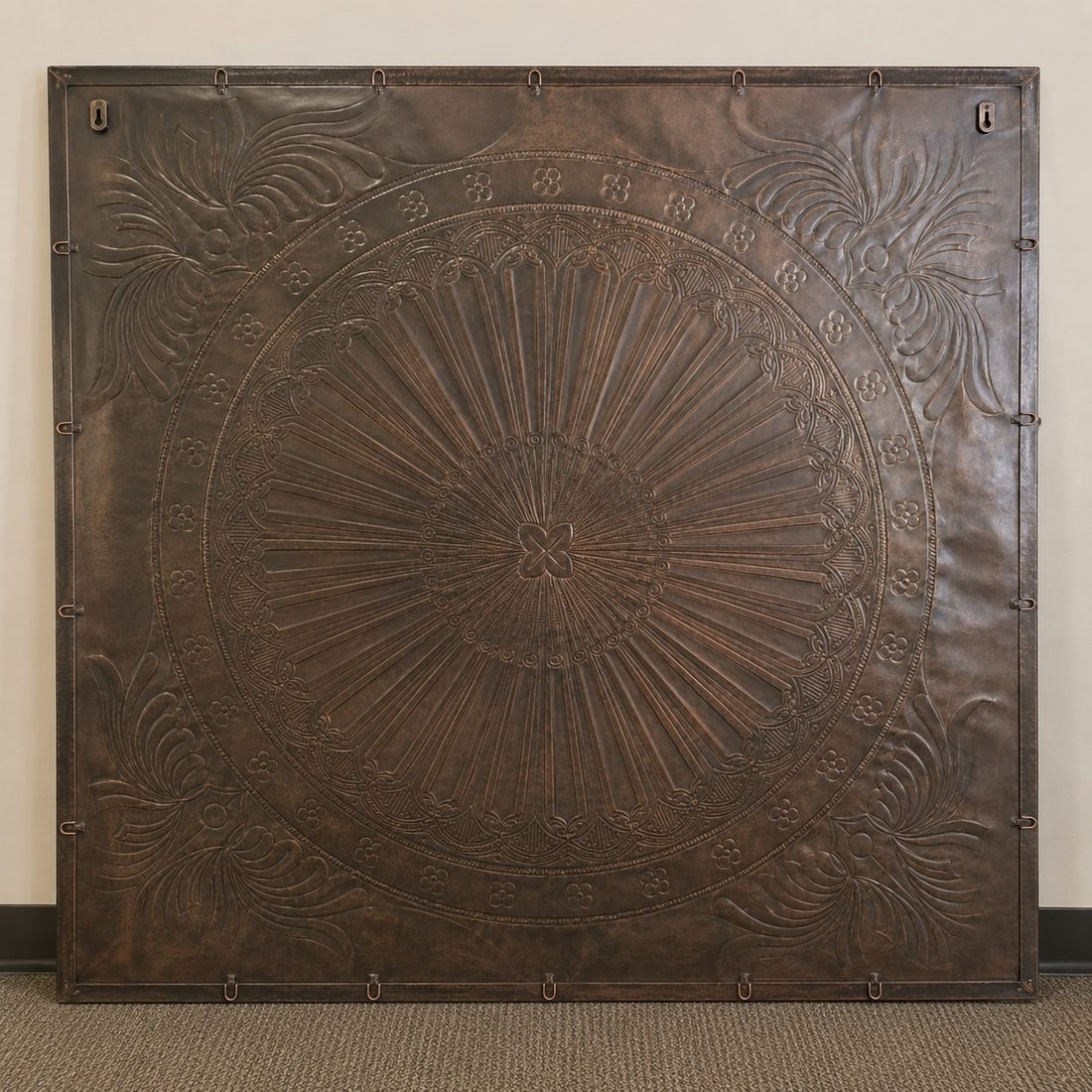 Large Embossed Metal Medallion Wall Art Panel - 3