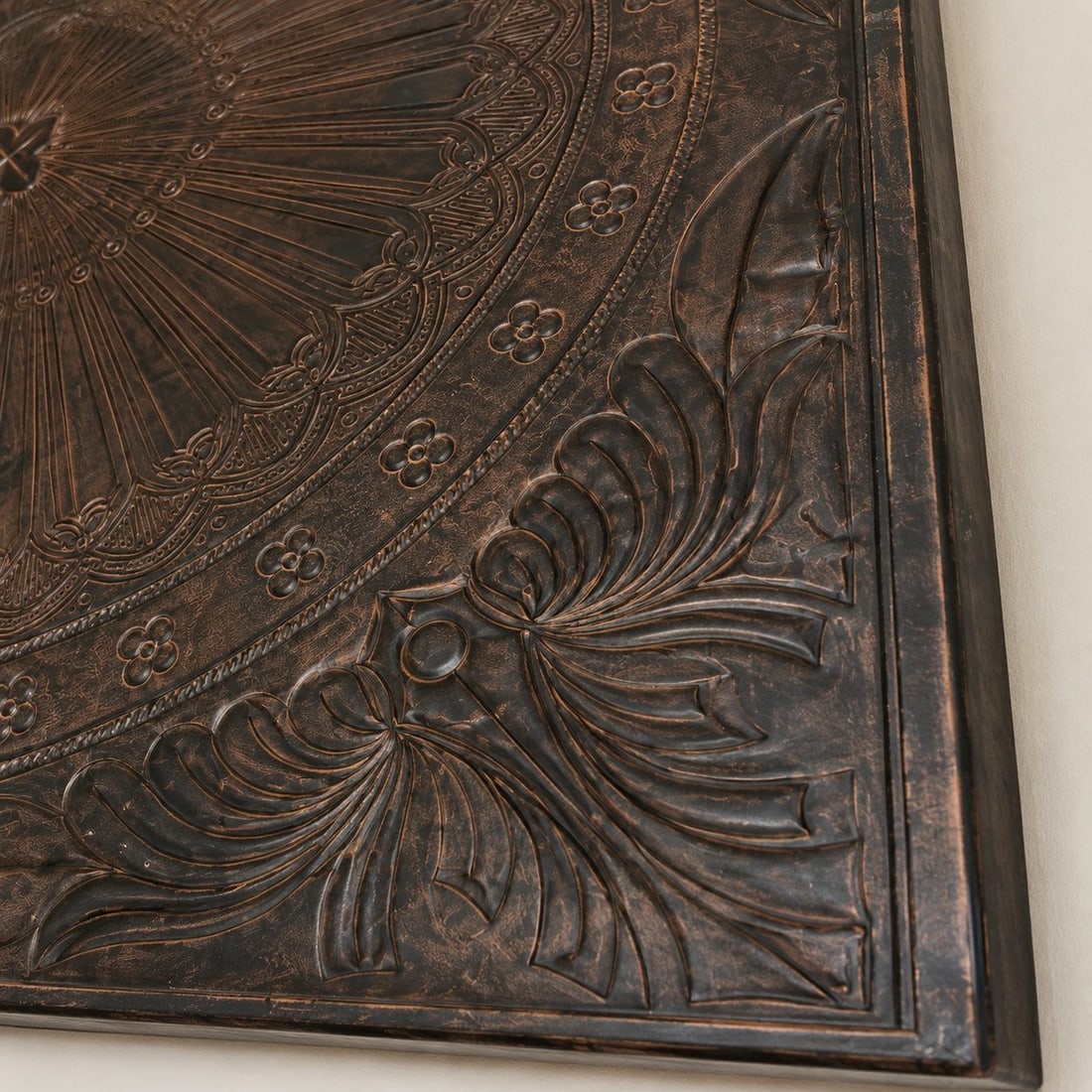 Large Embossed Metal Medallion Wall Art Panel - 4