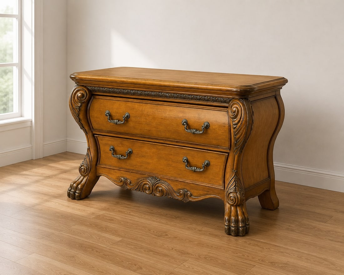 Michael Amini Signature Series Ornate Carved Wood Two-Drawer Chest - 2