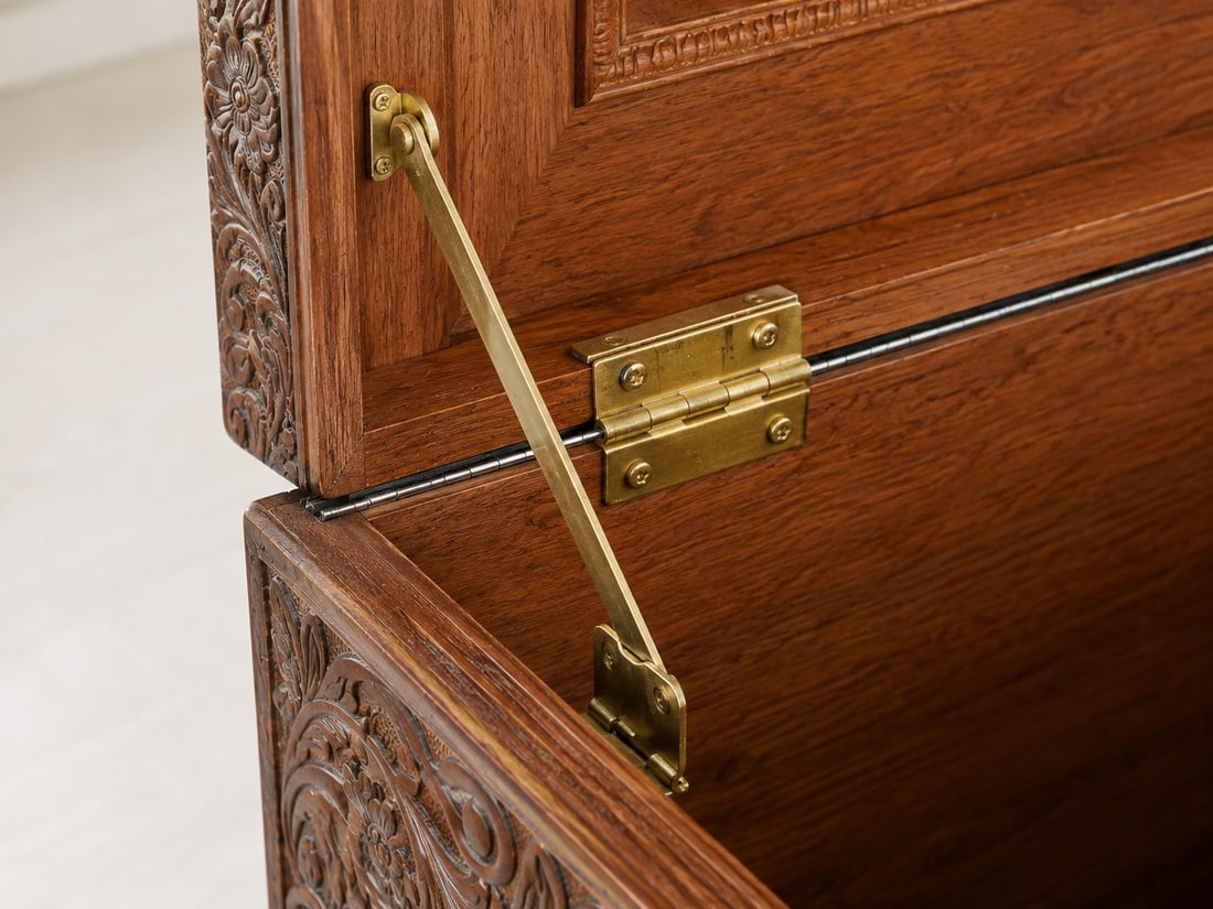 Heavily Carved Anglo-Indian Teak Chest - 5
