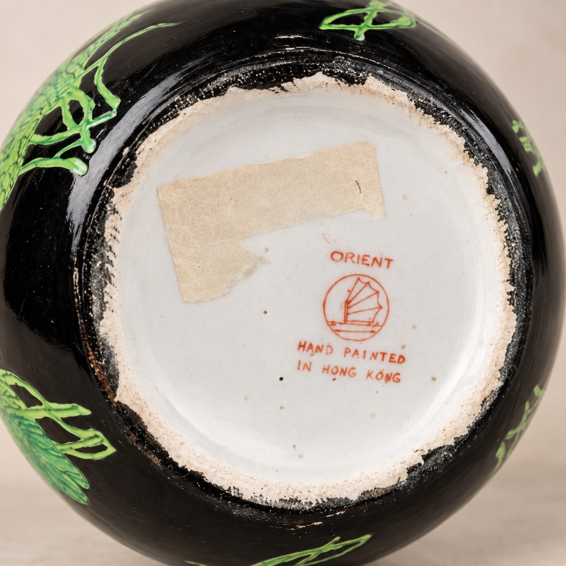 Chinese Black Lacquer Ginger Jar with Hand-Painted Lotus Motif - 4