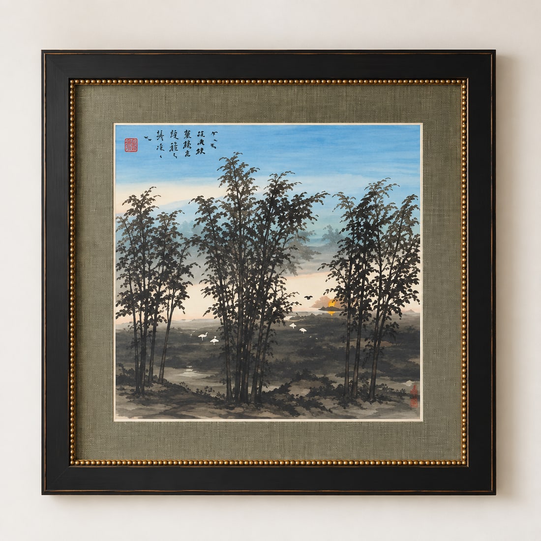 Pair of Framed Asian Ink Wash Landscape Paintings - 3