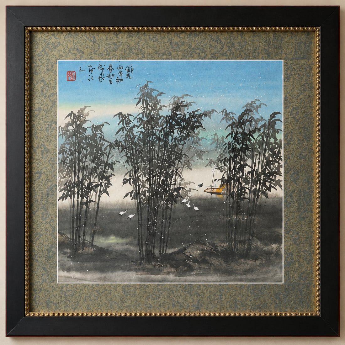 Pair of Framed Asian Ink Wash Landscape Paintings - 4