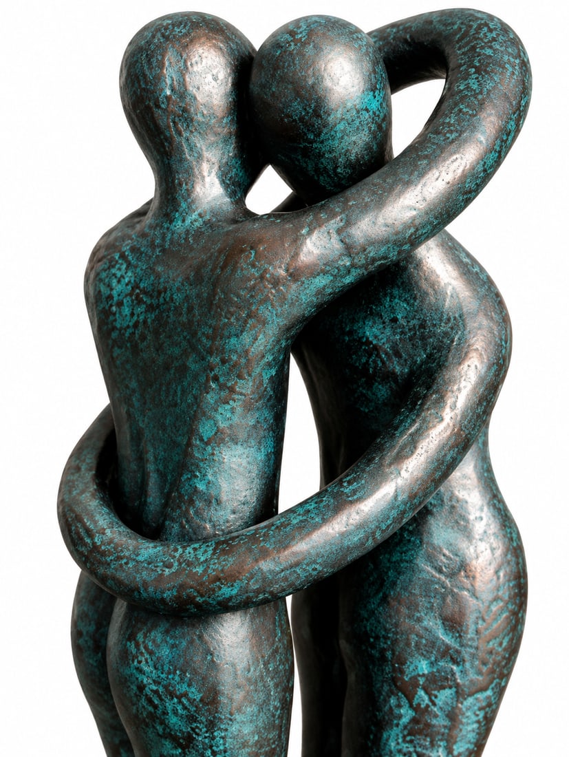 Contemporary Bronze and Verdigris Patinated Embracing Figures Sculpture - 2