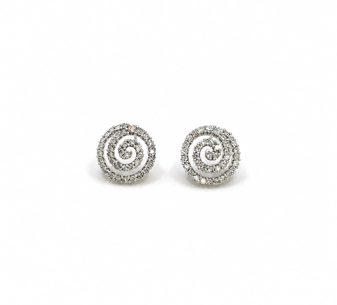White gold diamond swirl earrings (1 of 2)