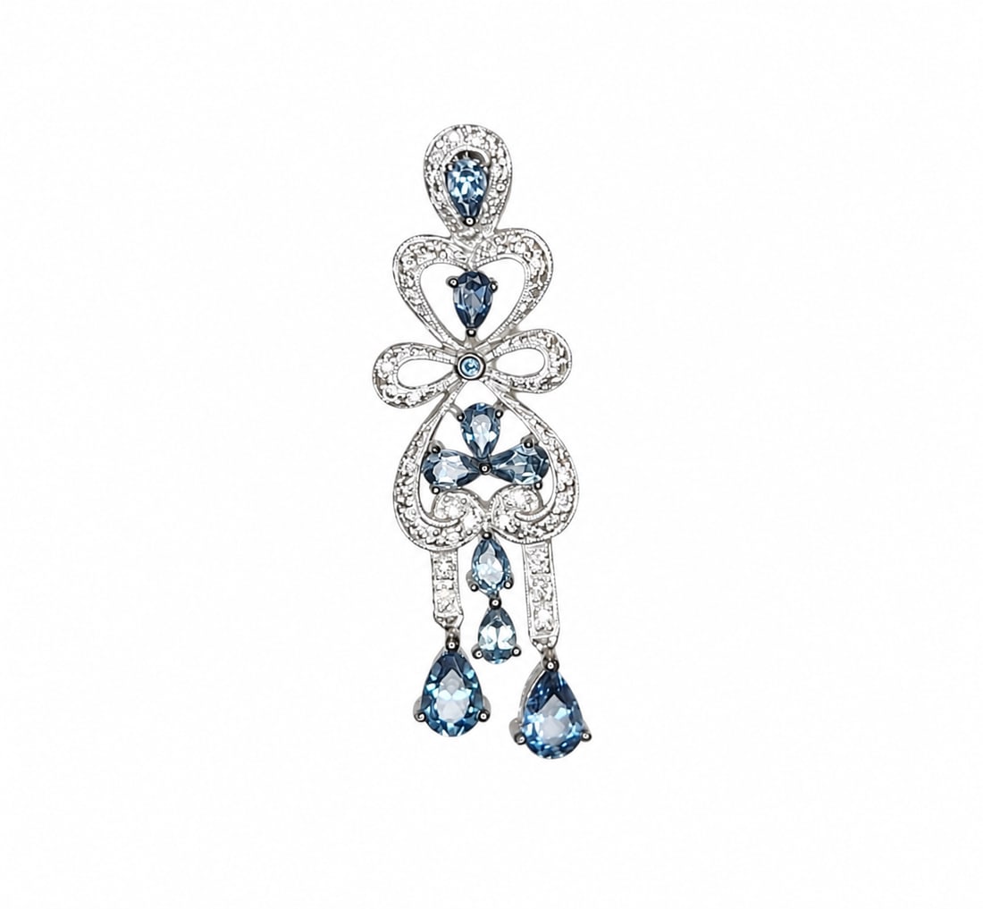 White gold diamond and topaz figurine pendant (1 of 2)