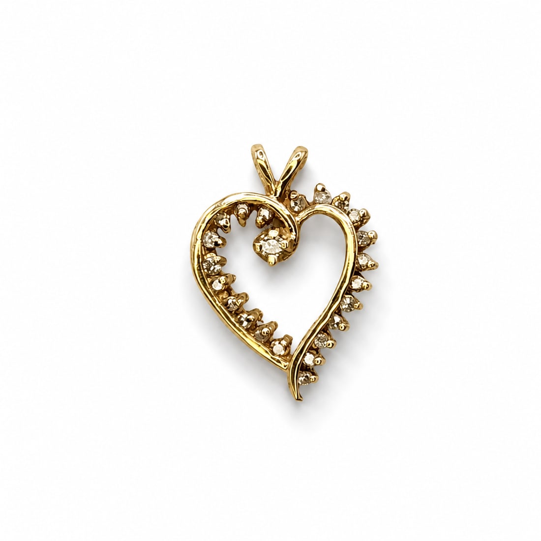 Yellow gold diamond heart pendant (1 of 3)