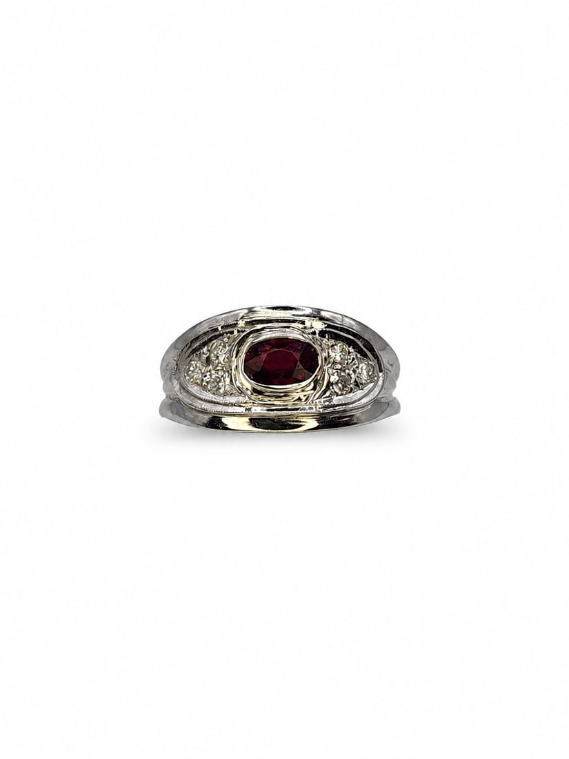 White gold ruby diamond ring - 4