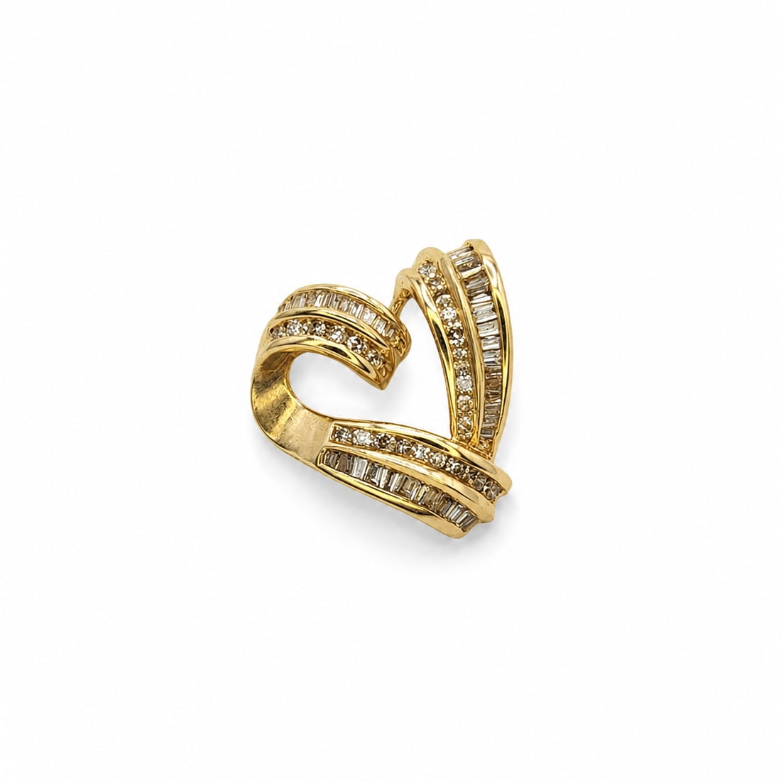 Yellow gold diamond heart pendant (1 of 3)