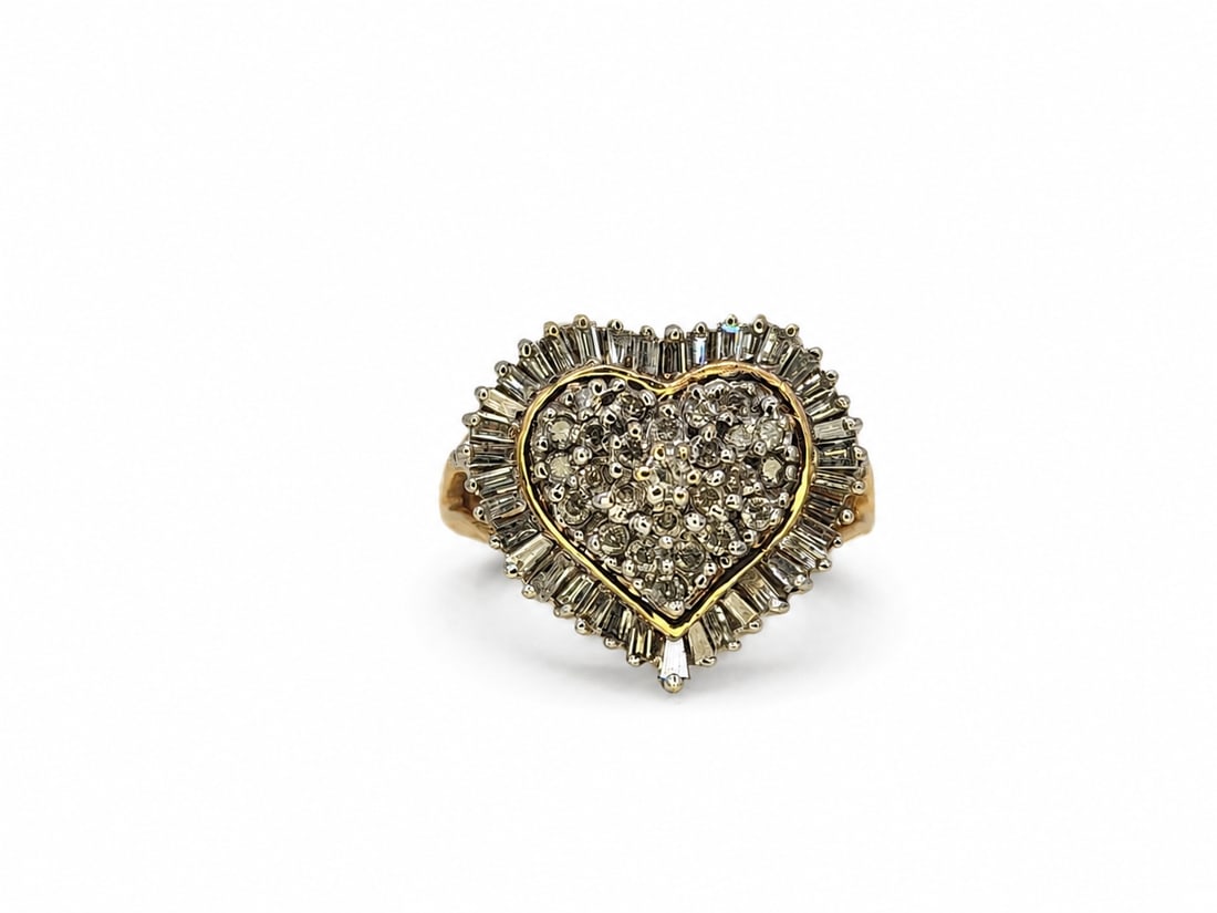 Yellow gold diamond heart ring (1 of 3)