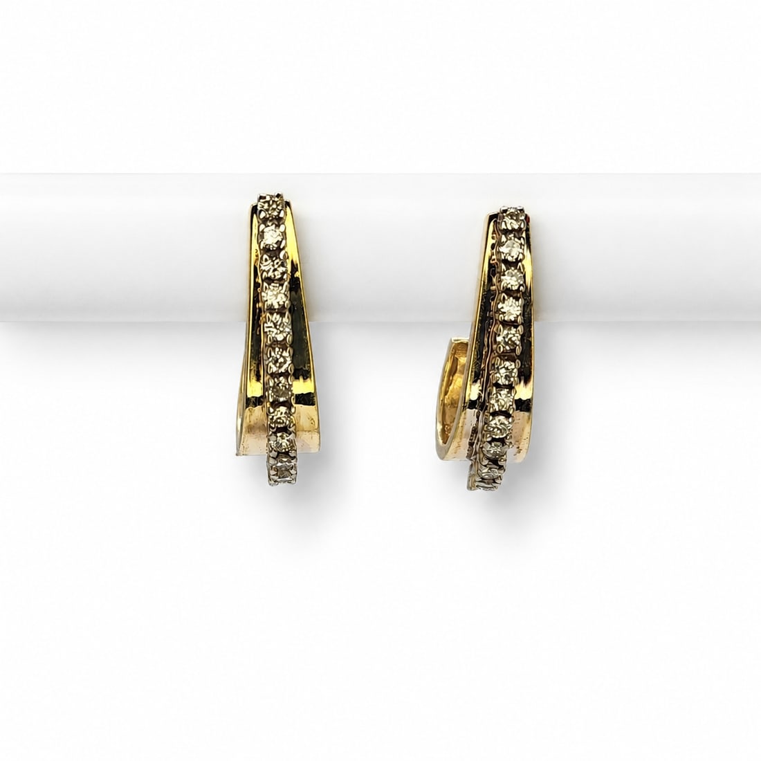 Yellow gold diamond earrings (1 of 3)