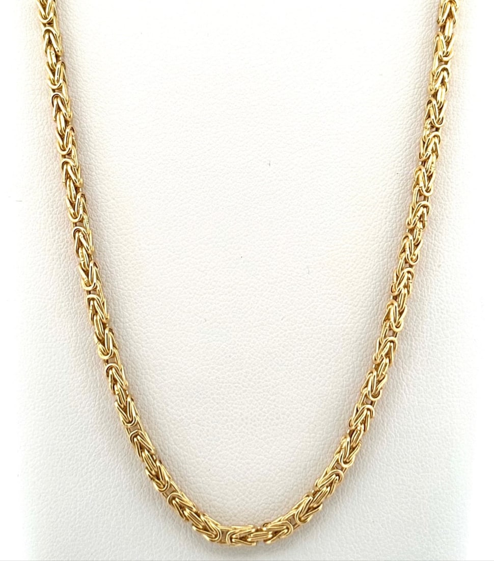 18K Yellow Gold (750) Byzantine Link Necklace, Italian Artisan Craftsmanship (20 g) (1 of 4)