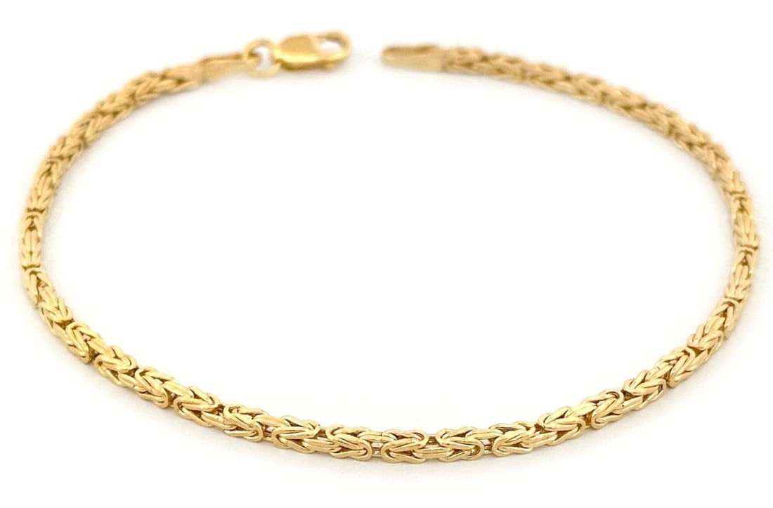 18K Yellow Gold (750) Byzantine Link Bracelet, Italian Artisan Craftsmanship (1 of 5)