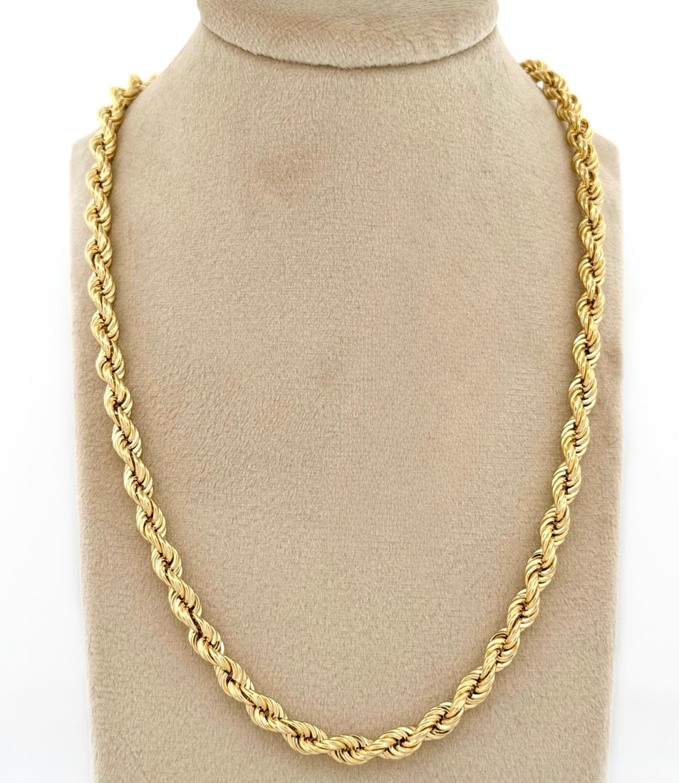 Italian 18K Yellow Gold Rope Chain Necklace (70 cm / 8 mm) (1 of 5)