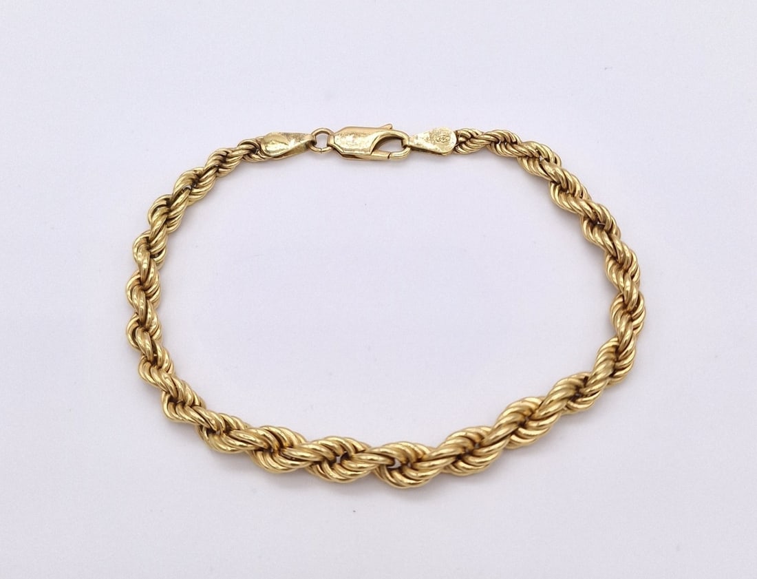 Fine Solid 18K Yellow Gold Rope Chain Bracelet – Made in Italy (1 of 4)