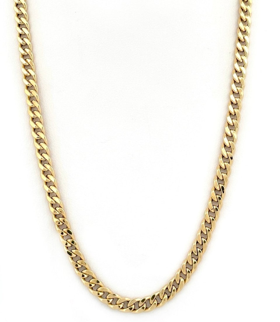 Fine Solid 18K Yellow Gold 50 cm Hollow Curb Link Chain Necklace – Italian Artisan Craftsmanship: Fine jewelry necklace / Metal: Solid 18K Yellow Gold (750) / Finish: Polished / Link Type: Hollow Curb / Width: 5 mm / Length: 50 cm / Gender: Unisex / Total Item Weight: 26.00 Grams / Craftsmanship: 