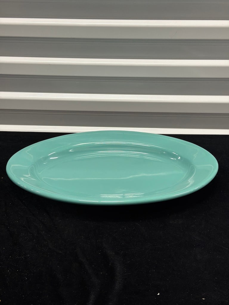 Vintage Homer Laughlin Fiesta Turquoise 13.5" Oval Ceramic Serving Platter MH (1 of 3)