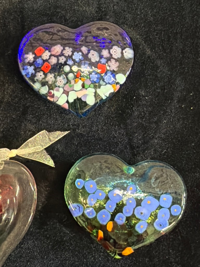 Assorted Decorative Heart Paperweights - 5