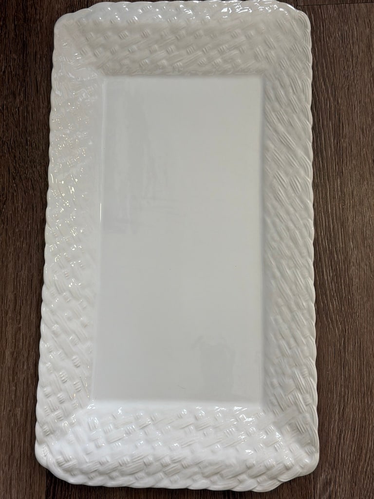 Vintage Williams Sonoma White Basketweave Rectangular Serving Platter – Portugal (1 of 3)