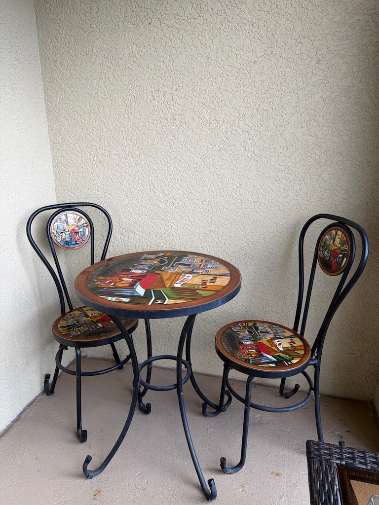 3-Piece Parisian Café Bistro Table & Chair Set – Decorative Art Panels (1 of 7)
