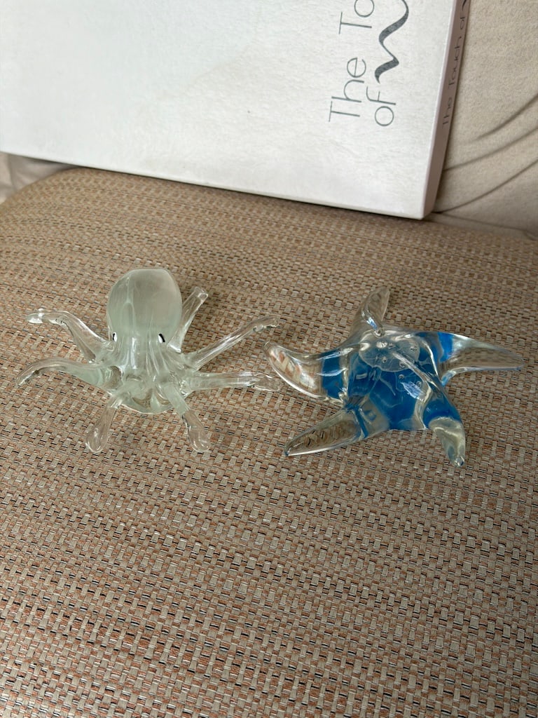 Pair of Glass Sea Creatures: Octopus and Starfish (1 of 4)