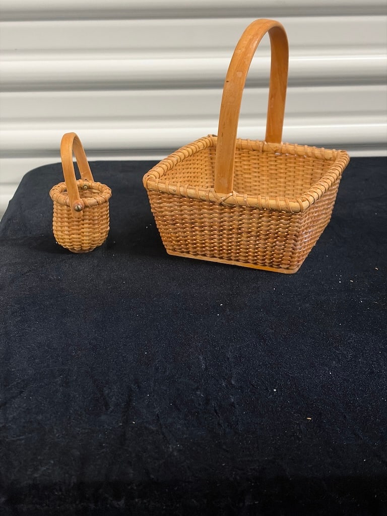 Vintage Woven Basket Set with Miniature Basket (1 of 5)
