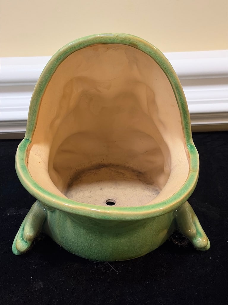 Vintage Green Frog Planter - 4