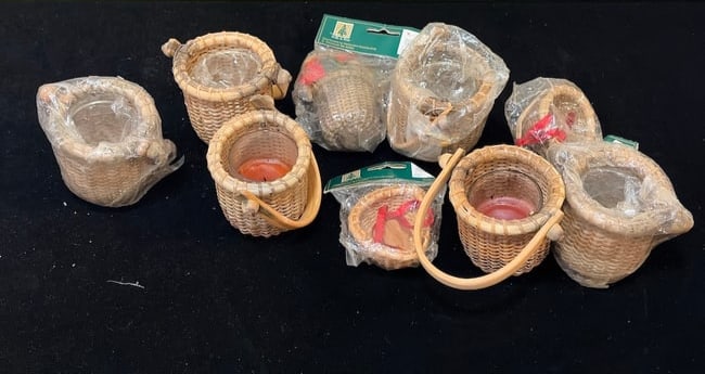 Set of 9 Vintage Miniature Nantucket-Style Woven Wicker Baskets (1 of 4)