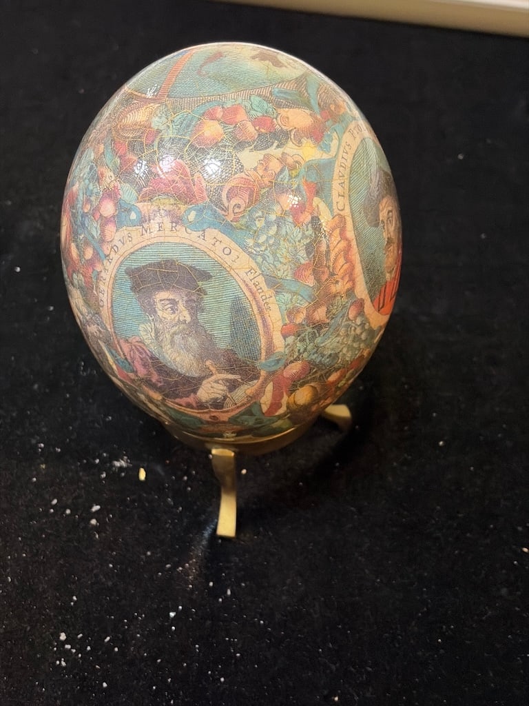 Large Julius Caesar Roman Decorative Egg on Solid Brass Stand (1 of 8)
