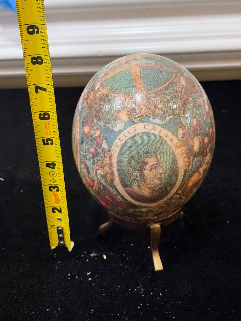 Large Julius Caesar Roman Decorative Egg on Solid Brass Stand - 7